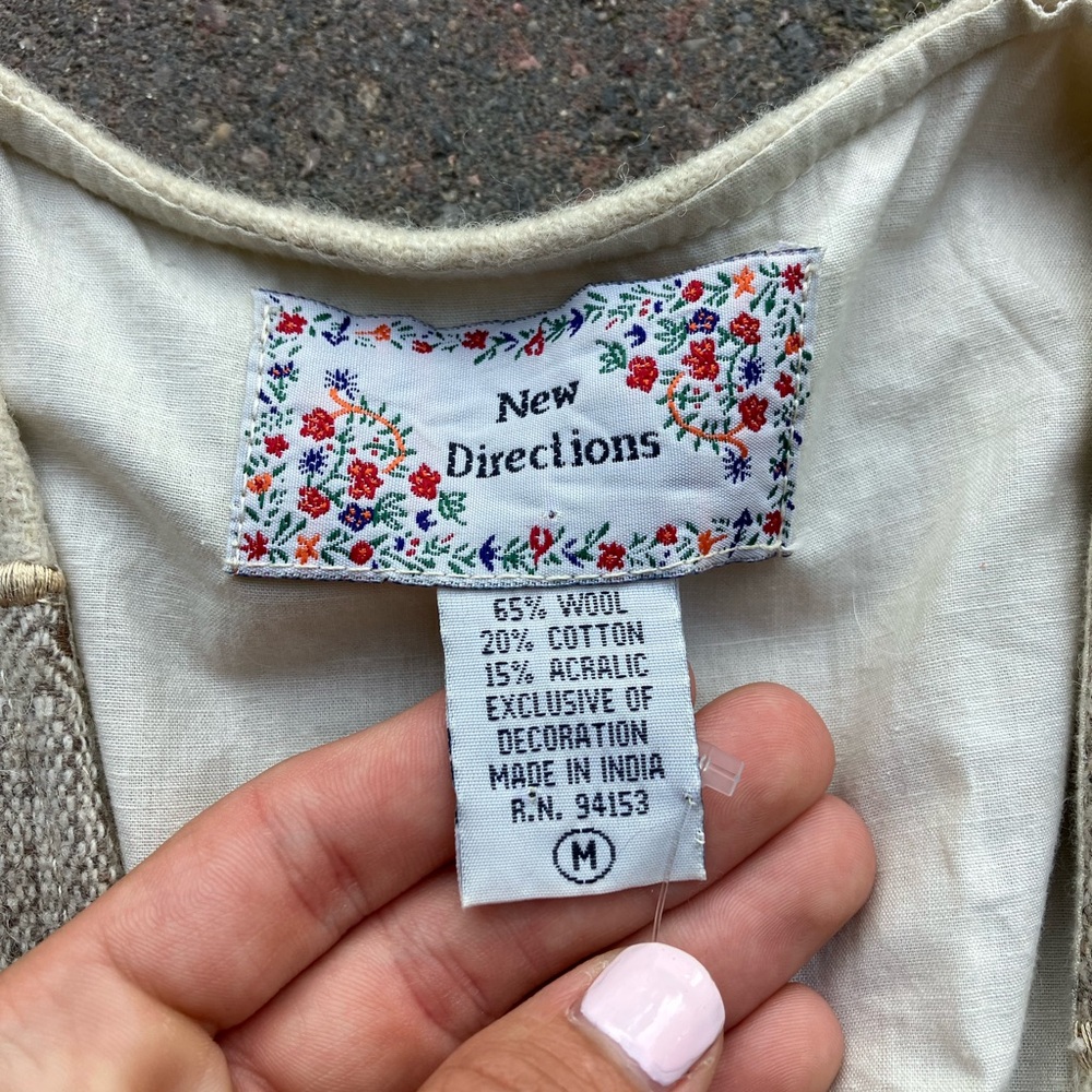 New Directions Vintage Wool Patchwork Quilted Ves… - image 3